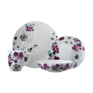 Maxwell & Williams Viola 16 Piece Dinnerware Set, Service for 4 white