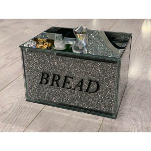 Mercer41 Todd Crushed Diamond Crystal Mirrored Bread Bin gray 30.0 H x 20.0 W x 15.0 D cm