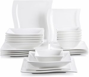 Metro Adlie 16-Piece Ivory White Porcelain China Dinnerware Set, Service For 4 white