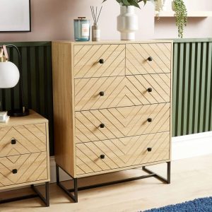 Natur Pur Landers 5 - Drawer Chest of Drawers brown 110.0 H x 80.0 W x 39.5 D cm