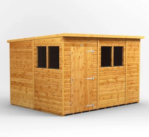 POWER 8.5 ft. W x 10.2 ft. D Solid Wood Tongue & Groove Pent Garden Shed brown 202.8 H x 240.4 W x 309.2 D cm