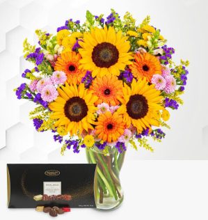 Prestige Flowers Brilliant Sunshine Bouquet with Chocolates
