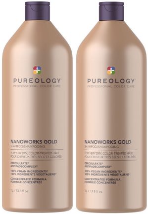 Pureology Nanoworks Gold Shampoo 1000ml Supersize Double Pack Worth £