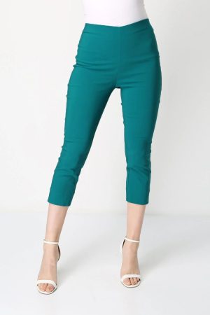 Roman Cropped Stretch Trouser in Jade Green 20 female