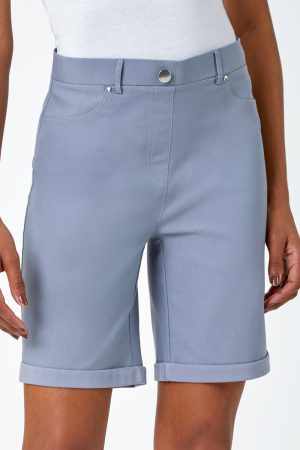 Roman Turn Up Stretch Shorts in Light Grey 14 female
