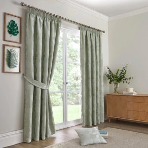 Rosalind Wheeler Connahey 100% Polyester Pair Of Pencil Pleat Curtains green 183.0 H x 168.0 W cm