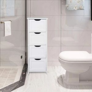 Rosalind Wheeler Eldersburg 30Cm W x 81Cm H x 30Cm D Free-Standing Bathroom Shelves white 81.0 H x 30.0 W x 30.0 D cm