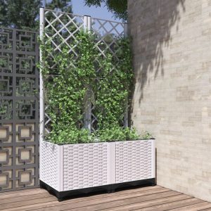 Rosalind Wheeler Garden Planter With Trellis white 136.0 H x 80.0 W x 40.0 D cm