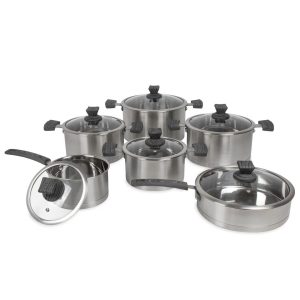 SQ Professional Lustro Touch 6 Pieces Stainless Steel Cookware Set gray