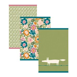 Scion Living Scion Mr Fox Set of 3 Tea Towels Green