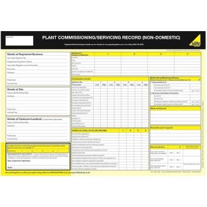 Officially Licensed Gas Safe Gas Safe Plant Commissioning/Servicing Record Non Domestic Pad