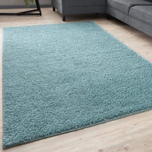 THE RUGS Myshaggy Rugs Solid Design Duck Egg Blue blue 290.0 H x 200.0 W x 1.18 D cm