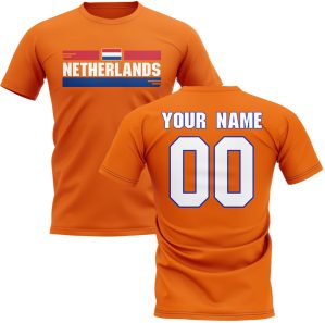 UKSoccershop Personalised Netherlands Fan Football T-Shirt (orange) - Orange - male - Size: Womens XS (Size 8 - 30" Chest)