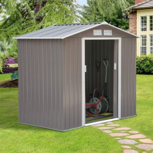 WFX Utility 7 ft. W x 4 ft. D Metal Apex Garden Shed gray 184.912 H x 213.106 W x 127.0 D cm