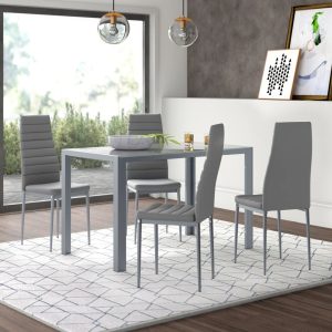 Wade Logan Salvaggio 4 - Person Dining Set gray 75cm H x 120cm L x 70cm W