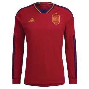 adidas 2022-2023 Spain Long Sleeve Home Shirt - Red - male - Size: Medium 38-40" Chest