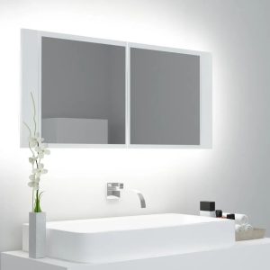 Ebern Designs LED Bathroom Mirror Cabinet Acrylic white/black 4.5 H x 10.0 W x 1.2 D cm