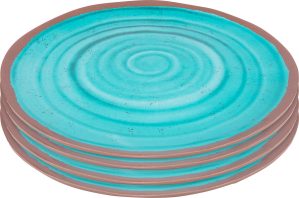 Bo-Camp melamine dinner plate set of 4 blue / brown