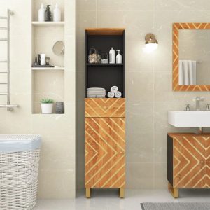 Natur Pur Bowman Freestanding Tall Bathroom Cabinet black/brown 160.0 H x 38.0 W x 33.5 D cm
