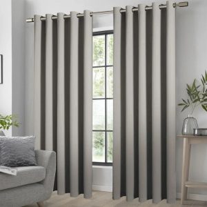 17 Stories Arlesa Eyelet Blackout Thermal Curtains white/brown 228 x 274cm