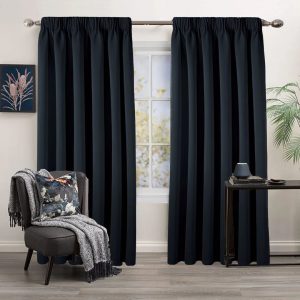 17 Stories Fiffer Pencil Pleat Blackout Thermal Curtain white/brown 229.0 H x 117.0 W cm