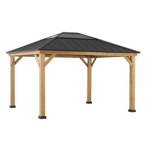 Dakota Fields Aldene 39.3m x 33.5m Pop Up Gazebo black/brown 286.0 H x 395.5 W x 337.5 D cm