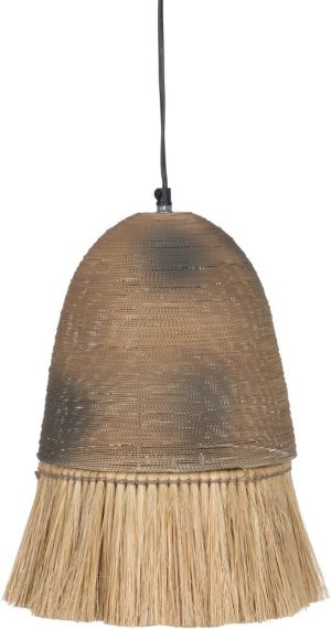 17 Stories Vranduk 1-Light Bell Pendant with Rope Accents black/brown 35.0 H x 23.0 W x 23.0 D cm