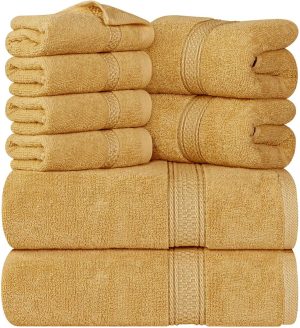 Ebern Designs Everarda 8 Piece Bath Towels Multi-Size Set orange/yellow/brown 69.0 W cm