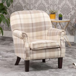Lark Manor Mateo Armchair white/brown 80.0 H x 68.0 W x 61.0 D cm