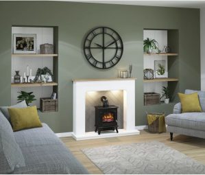 Flare Sennen Inglenook Electric Suite black/gray 115.0 H x 107.0 W x 36.0 D cm