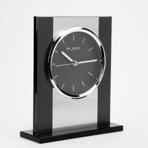Wm Widdop Analog Crystal Quartz Tabletop Clock in Black/White black/brown/gray 19.6 H x 17.8 W x 5.8 D cm