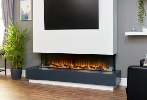 Adam Recessed Wall Mounted Electric Fire black/gray 49.0 H x 155.4 W x 23.5 D cm