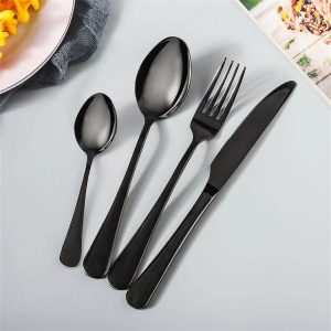 Brayden Studio Asdulah 24 Piece Stainless Steel Cutlery Set , Service for 6 black/gray
