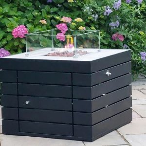 Ebern Designs Mikko Gas Fire Pit Table black/blue/gray 81.0 H x 79.0 W x 60.0 D cm
