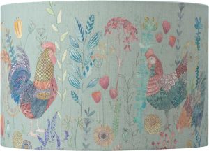 Voyage Maison Bilbury Flock 46cm Cotton Drum Lamp Shade blue/green/indigo 25.0 H x 40.0 W x 40.0 D cm