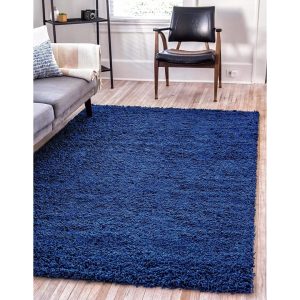 17 Stories Annie-Louisa California Shaggy Navy Rug blue/navy 240.0 W x 5.0 D cm
