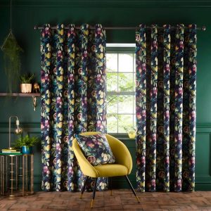 Rosalind Wheeler Bastedo Eyelet Room Darkening Curtains green/orange 137.0 H x 117.0 W cm