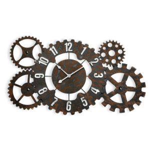Borough Wharf Fosston Metal Wall Clock brown/gray/pink 36.5 H x 68.0 W x 4.5 D cm