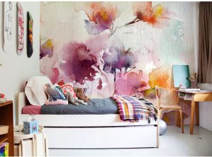 Metro Aeralyn Smooth Matte Mural indigo/orange/pink/red 360.0 H x 250.0 W cm