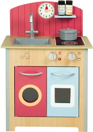 Teamson Kids Little Chef Porto Classic Wooden Play Kitchen brown/red 69.0 H x 48.0 W x 31.0 D cm