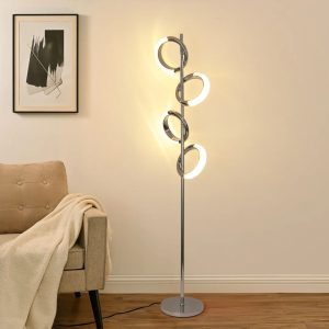 Blue Elephant Jaxan 155cm Chrome Tree Floor Lamp gray/white