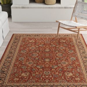 Bloomsbury Market Balaton Tufted Wool Red Rug red/white 160.0 W x 0.84 D cm
