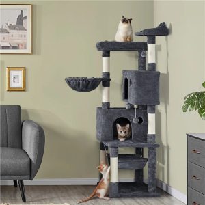 Archie & Oscar 163cm Charlton Cat Tree brown/gray/white 163.0 H x 60.0 W x 48.0 D cm