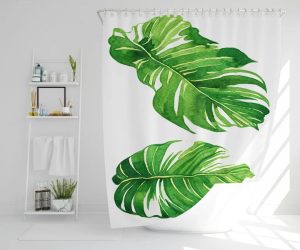 17 Stories Caja Polyester Shower Curtain green/gray/white 168.0 H x 168.0 W cm