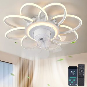 Blue Elephant 54cm 7 - Blade LED Ceiling Fan with Remote Control and APP brown/white