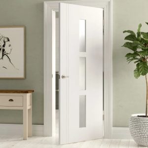 LPD Doors Sierra Blanco Glazed Prefinished White Internal Door brown/white 1981.0 H x 686.0 W cm