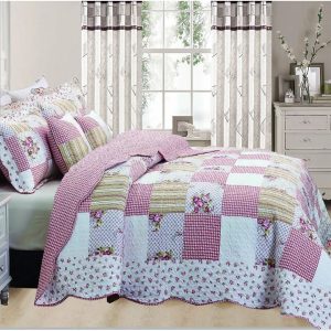 August Grove Orona Bedspread Set with 3 Pieces pink/white