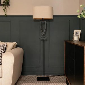 George Oliver Randalstown 145.5cm Black Floor Lamp black/brown/white 33.5 H x 26.5 D cm