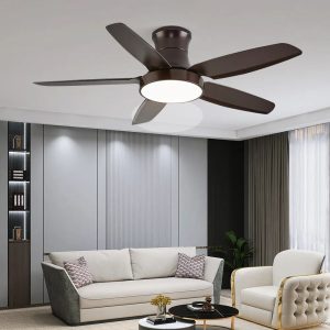 Metro 122Cm Anzhela 5 - Blade LED Ceiling Fan with Remote Control and Light Kit Included brown/white