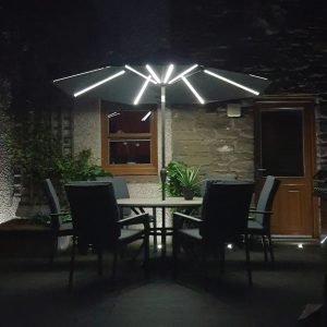 Freeport Park Linus 2.7m Traditional Parasol with Lights black/blue/brown/white